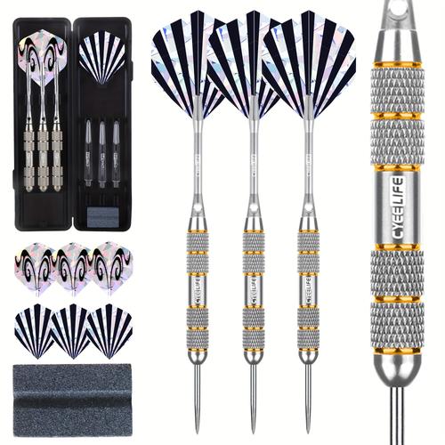 TEMU Ensemble de fléchettes Cyeelife 24G en laiton avec aiguisoirs de vol, idéal pour l'entraînement et les jeux de soirée