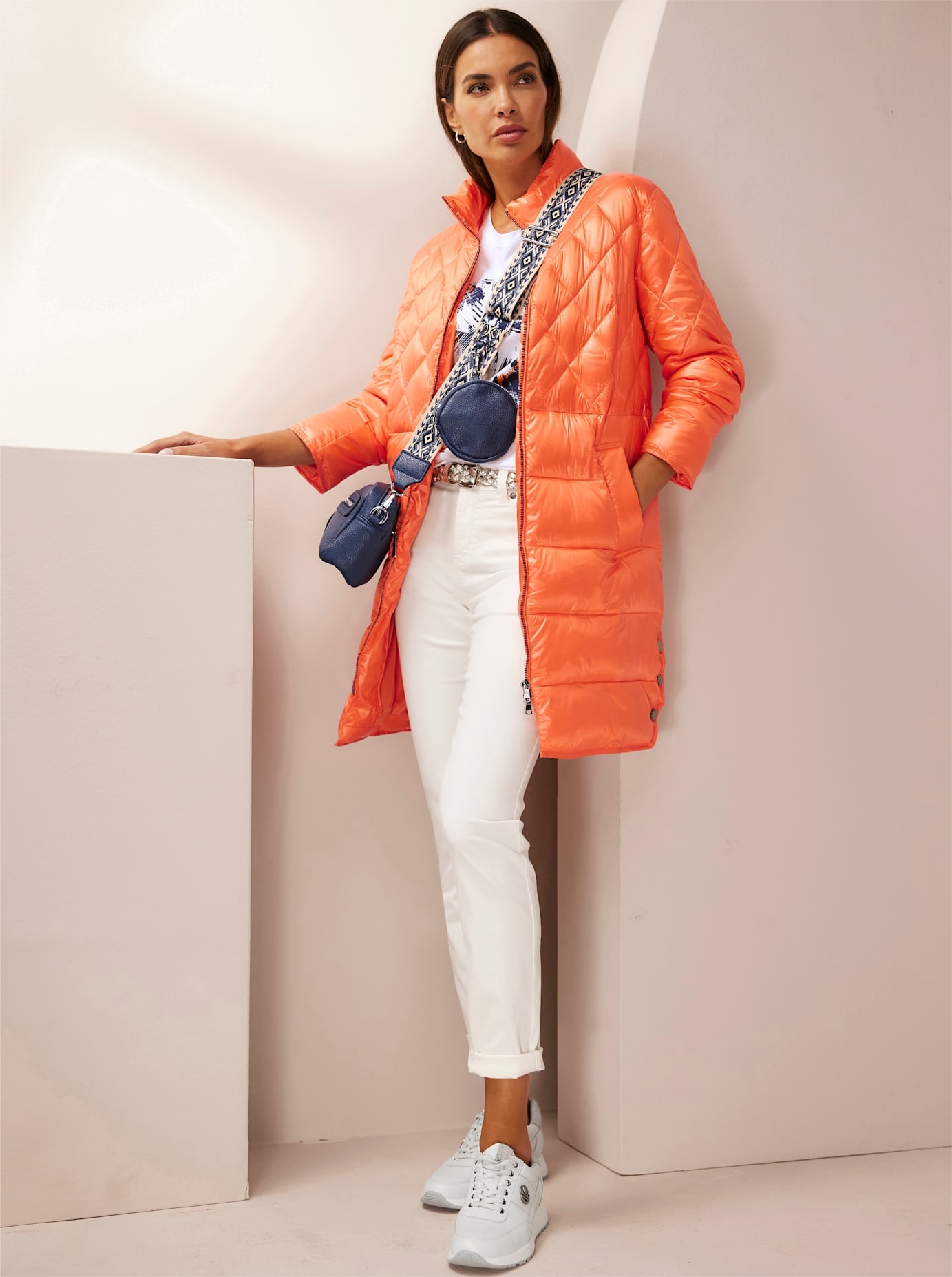 Steppmantel HEINE, Damen, Gr. 36, orange, 55% Polyester, 45% Polyamid, Wattierung:100% Polyester, Mäntel Image