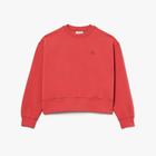 Lacoste Womens Oversized Cotton Sweatshirt in Red - Size 8 UK | Lacoste Sale | Discount Designer Brands