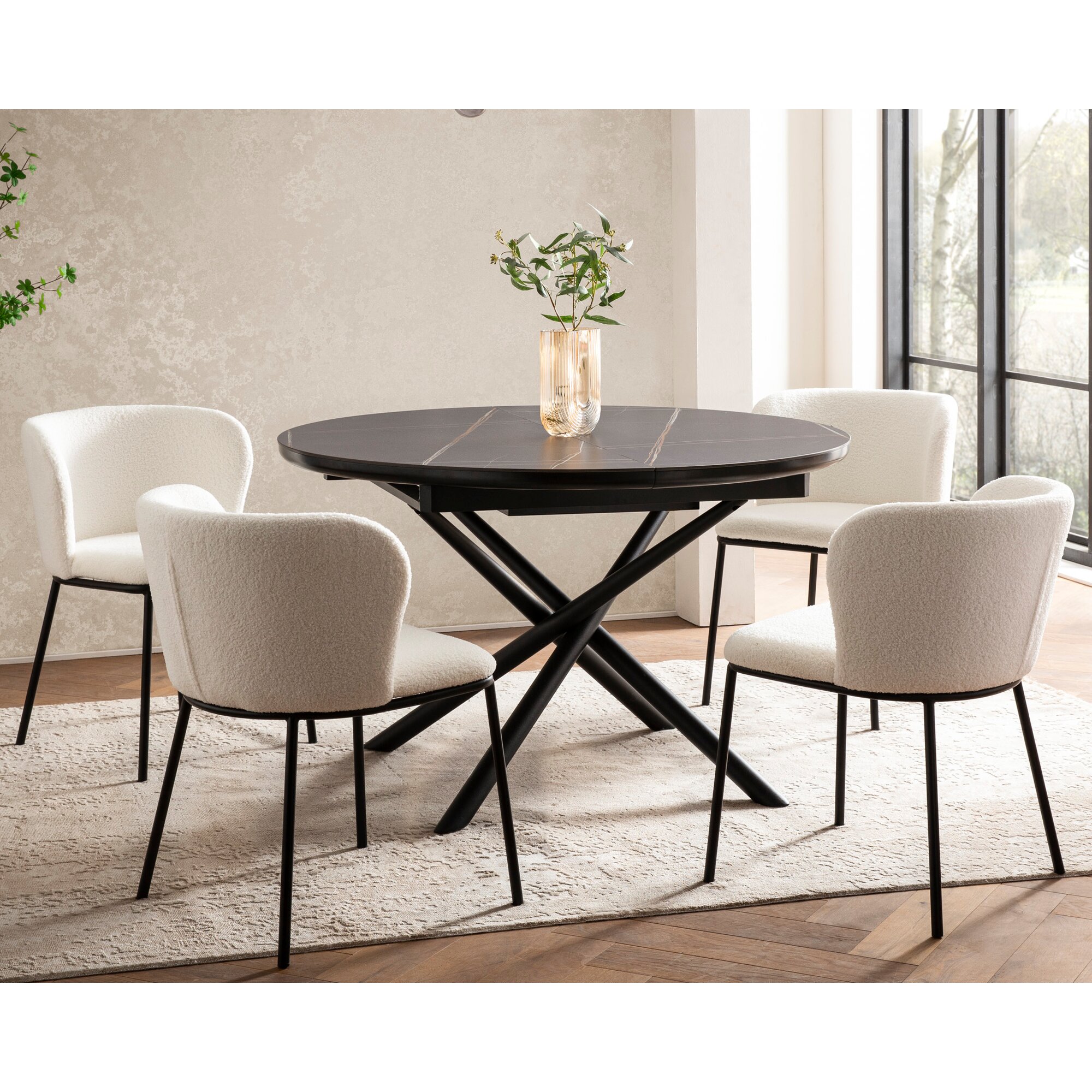 SalesFever »Florence« Esstisch mit Ausziehfunktion schwarz 120x76x120 cm