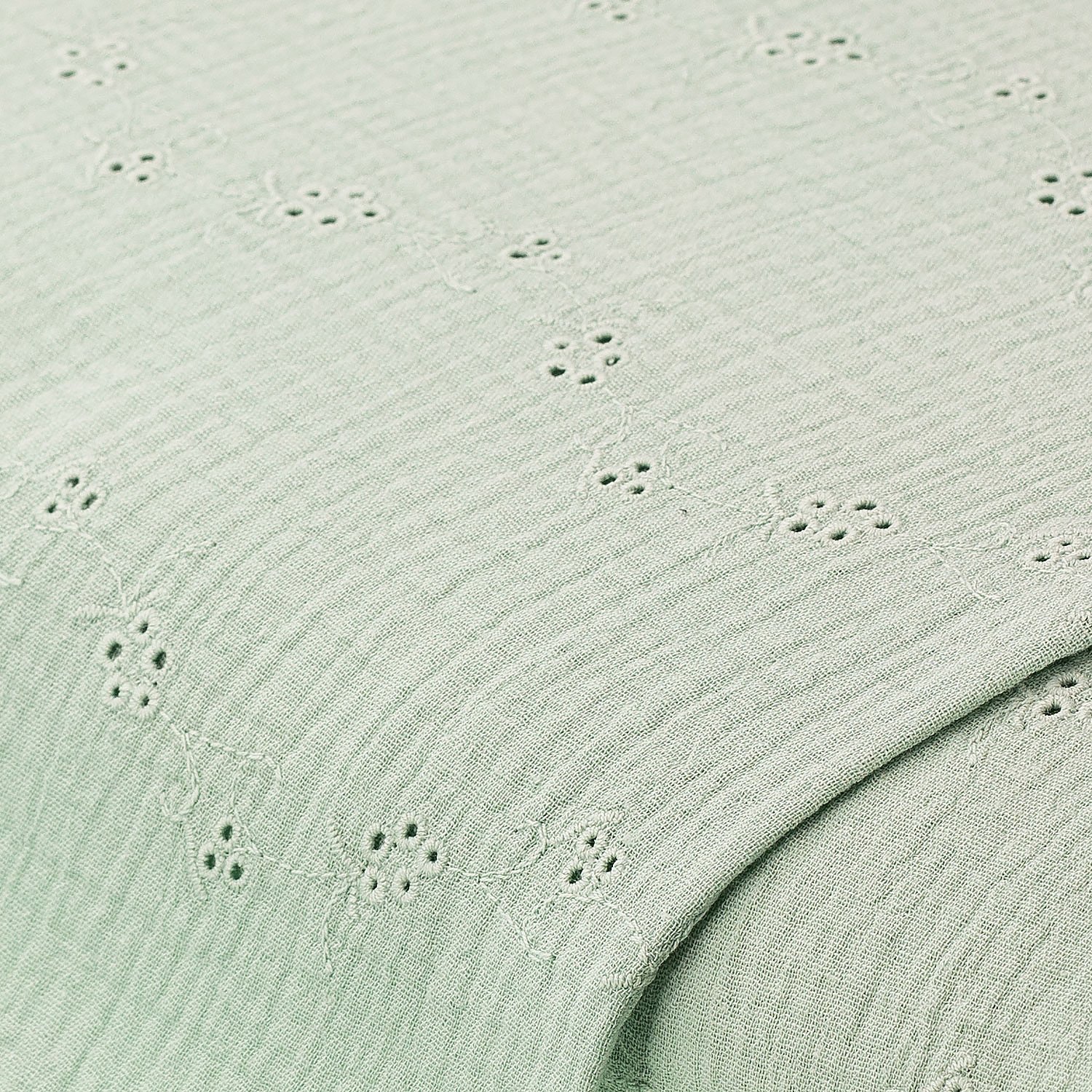 Tissu mousseline/double gaze brodé, eucalyptus