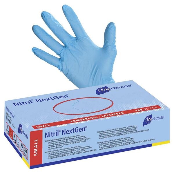 Meditrade 100er-Pack Nitril Einmalhandschuhe »Nitril® NextGen®« S blau, puderfrei blau Image