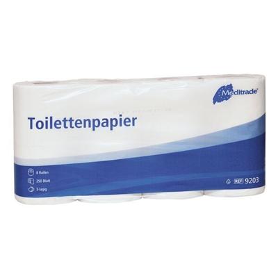 Meditrade Toilettenpapier 3-lagig 8 Rollen (1 Pack à 8 Rollen) weiß