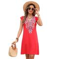 Valentinstag Damen Normal Minikleid Boho Chic Kleider A Linie Kleid Boho-Kleid Böhmen Stilvoll Klassisch Kappe Kalte Schulter Urlaub Party Täglich Formschluss Geometrisch Glatt Ärmellos V Ausschnitt