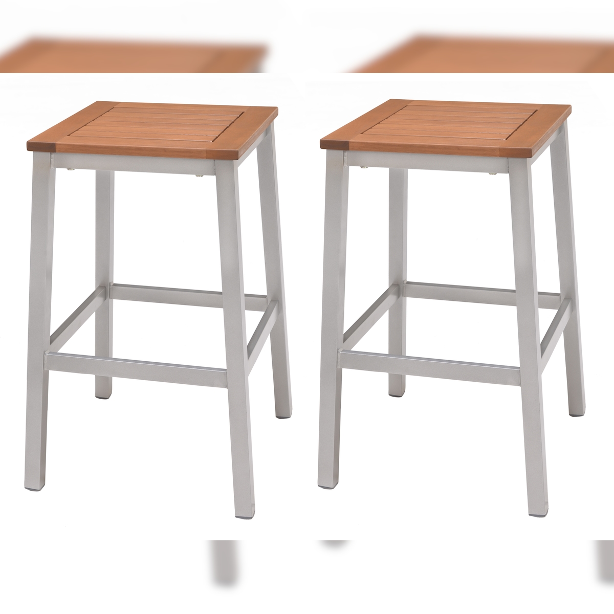METRO PROFESSIONAL Barhocker 2er-Set Lynx, Alu/Eukalyptusholz, silber Image