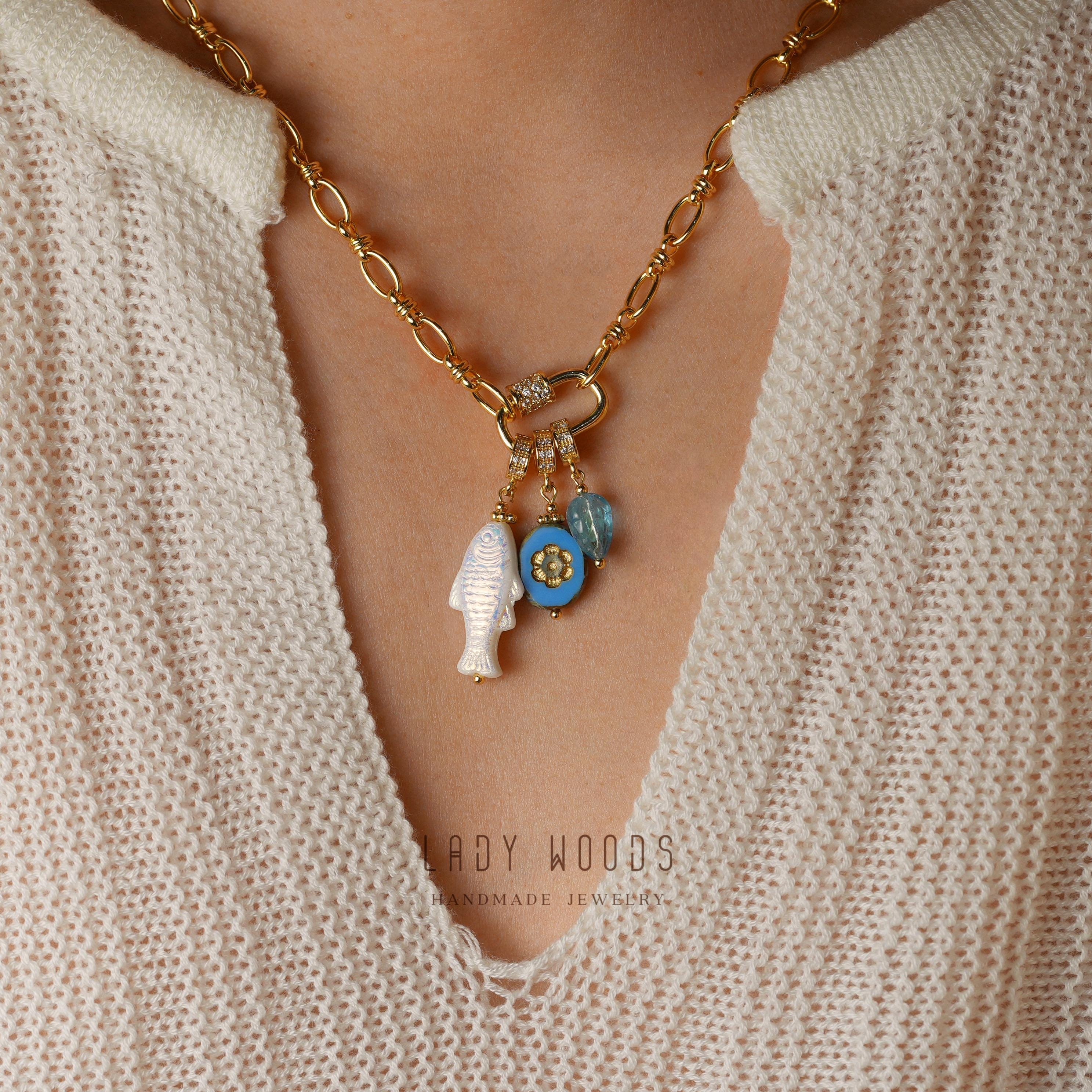 Crea la tua collana con ciondolo personalizzata - Crea il tuo ciondolo - Collana con ciondolo in oro - Gioielli con ciondolo in cristallo - Collana pe