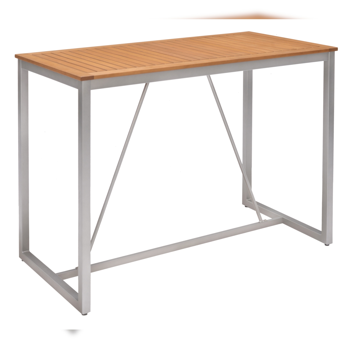 METRO PROFESSIONAL Gastro Stehtisch Lynx, Alu/Eukalyptus, 142 x 70 cm, rechteckig, silber Image