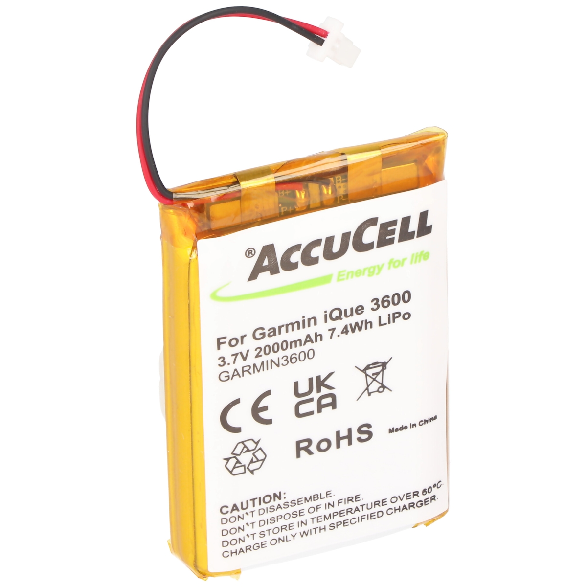 AccuCell Akku passend für Garmin 1A2W423C2, 2000mAh extended Image
