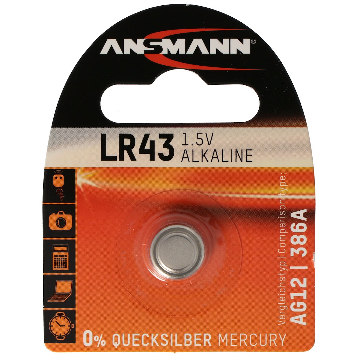 Panasonic LR43-V12GA, 186, 84, LR1142 Knopfzelle Panasonic Alkaline LR43EL/1B Image