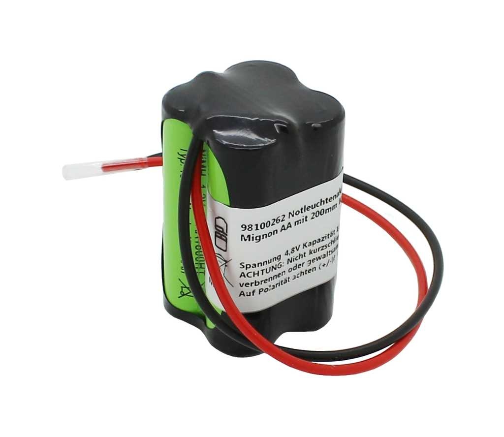AccuCell Notleuchtenakku NiMH 4,8V 1800mAh F2x2 Mignon AA mit 200mm Kabel Image