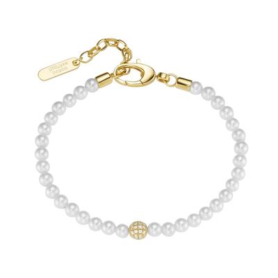 Giorgio Martello Milano - Armband mit Zirkonia und Muschelkern-Perlen, Silber 925 Armbänder & Armreife 1 ct Gold