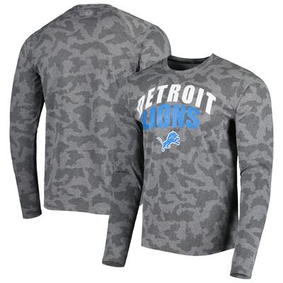 Herren MSX von Michael Strahan Schwarzes Detroit Lions Performance Camo Langarm-T-Shirt Image