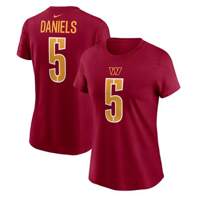 Burgunderrotes Nike Jayden Daniels Washington Commanders T-Shirt mit Name und Nummer für Damen Image