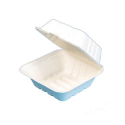 200 Bio Hamburgerboxen Bagasse/Zuckerrohr 162x152x80mm weiß Image