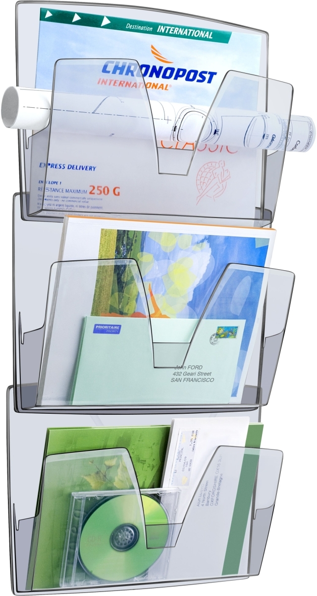 CEP Wandprospekthalter-Set mit 3 Fächern rauchgrau Image