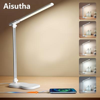 TEMU Aisutha Violin-inspired Desk Lamp - Adjustable, Dimmable In 5 Colors & 10 Brightness Levels, Eye-friendly With Timer, Reading & Work - Usb Powered, White, Aisutha, , Space Theme Image