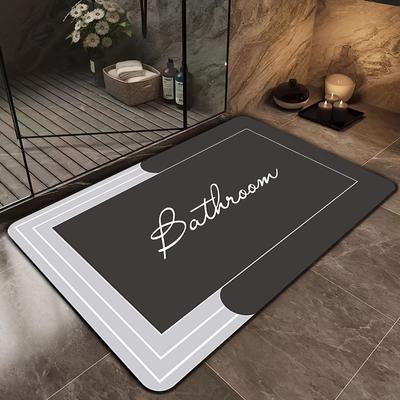 TEMU Soft Diatomite Bath Mat - Non-slip, Quick-dry, Absorbent, Geometric Pattern, Hand Washable, Suitable For Bathroom, Entryway, Kitchen, Decor Image