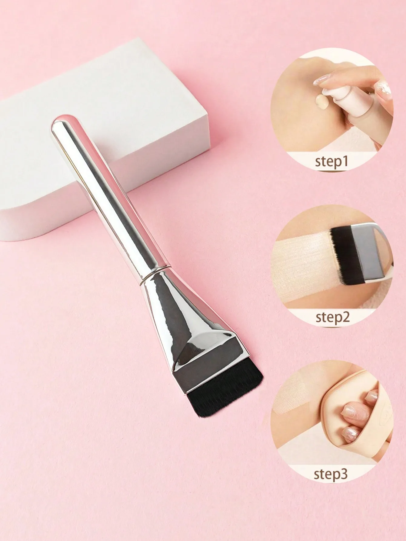 1-teiliger Pinsel, flach, dünn, Make-up-Pinsel, weiche Gesichtspinsel, Make-up-Pinsel zum Abziehen, Make-up – weicher Foundation-Pinsel, BB-Creme Image