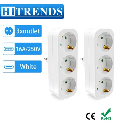 2 stücke Europäischen Umwandlung Stecker Steckdose Deutsch Standard 250 V 16A Mehrere Stecker Image