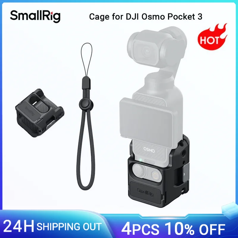 SmallRig Cage für DJI Osmo Pocket 3, mit Handschlaufe, nur 52 g, faltbare GoPro-Montageschnittstelle für die Original-GoPro-Basis -5072 Image