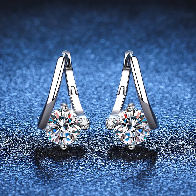 18K platinum diamond moissanite earrings for women PT950 platinum earrings light luxury fashion quality 1 carat D color
