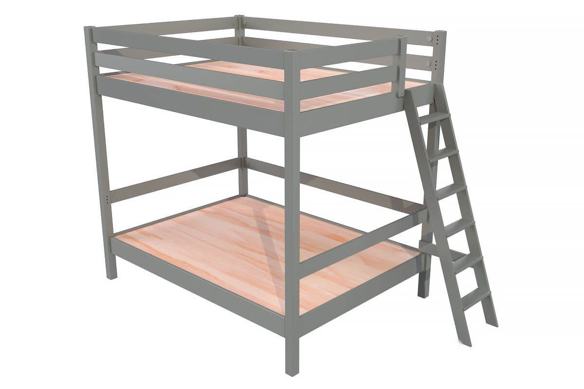 Lit double superposé Sylvia 160x200 avec échelle - Gris