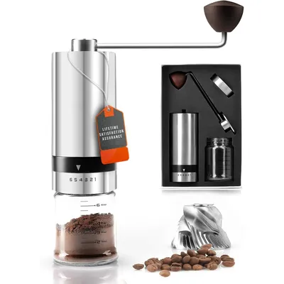 Manual Coffee Grinder — Hand Coffee Grinder with Adjustable Dragon Tooth Stainless Steel Conical