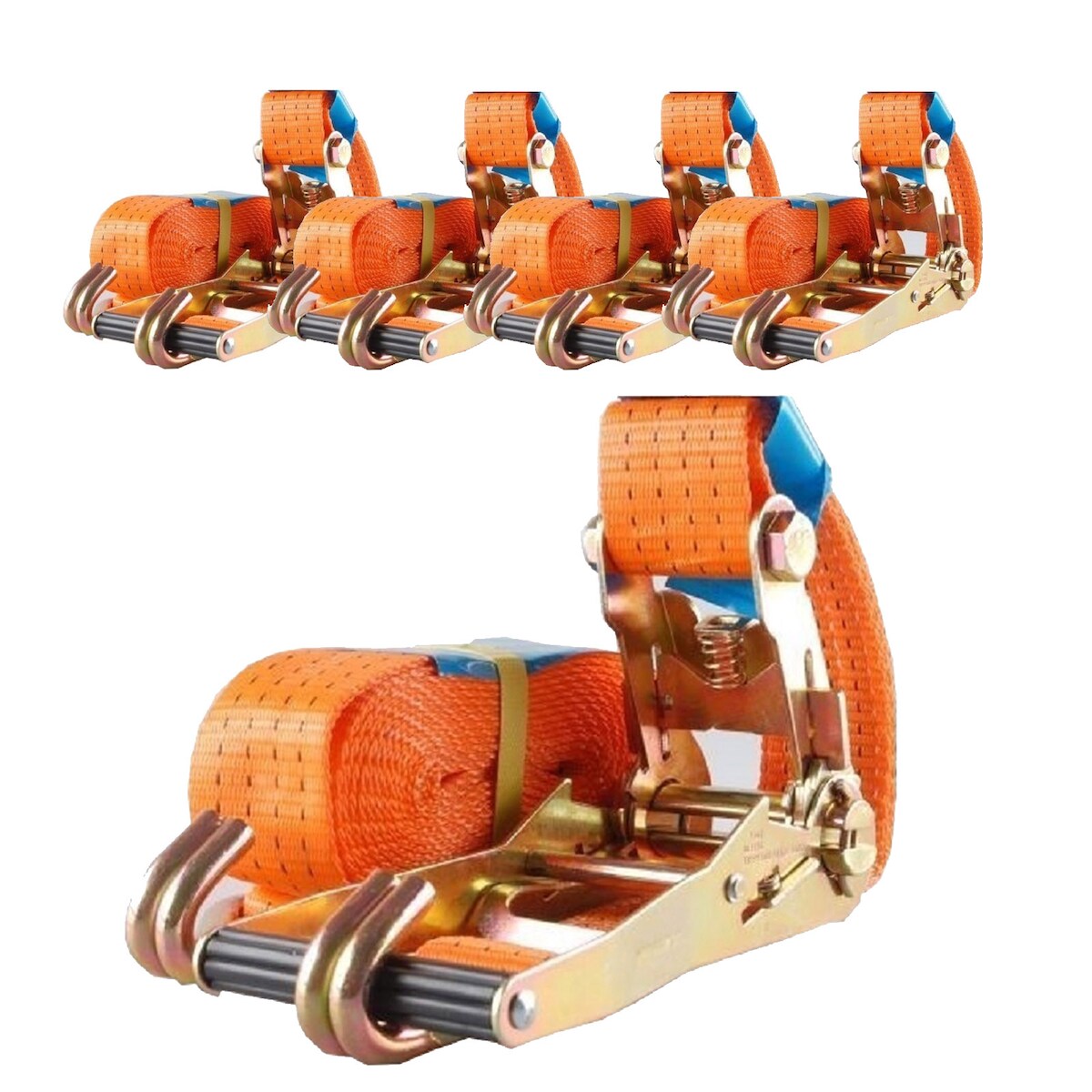 Baumarktplus 5x Profi Ratschen Spanngurt Spanngurte Zurrgurt 2-tlg 5m 4t 4to 4000kg TÜV/GS ORANGE Image