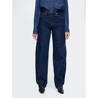 Gap Dark Indigo Blue High Waisted Barrel Jeans