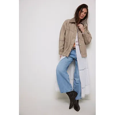 We The Free Cori Waxed Jacket at Free People in Cobblestone, Size: XL