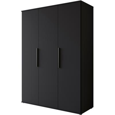 Kleiderschrank INOSIGN "LAGOS Wäscheschrank, Garderobe, schwarze Griffe, Made in Europe", schwarz (schwarz matt, schwarz matt), B:134,4cm H:187,3cm T:51cm, FSC-zertifizierter Holzwerkstoff, Schränke, Moderner Drehtürenschrank, FSC-zertifiziert,... Image