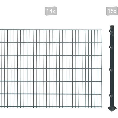 Doppelstabmattenzaun ARVOTEC "ESSENTIAL 123 zum Aufschrauben", grau (anthrazit), H:123cm, Stahl, Kunststoff, Zaunelemente, Zaunhöhe 123 cm, Zaunlänge 2 - 60 m Image