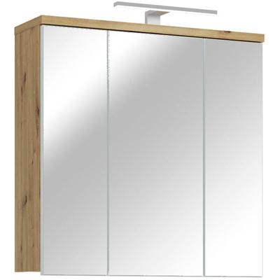 Spiegelschrank FORTE "Veris", grau (artisan eiche, secret grau), B:68,6cm H:68,1cm T:20cm, Spanplatte, Schränke, Spiegel