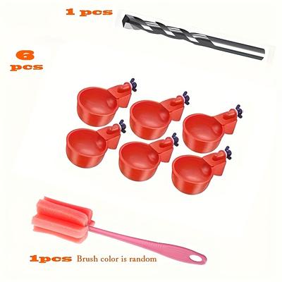 TEMU 6/12/20pcs Automatic Chicken Waterers - Premium Pp Self-stopping Dispensers For Coop Farming - Durable, , Ideal For Poultry, Ducks & Birds(with Drill And Brush) Image