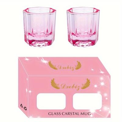 TEMU 2pcs Dappen Dish Cups For Nail Art Acrylic Liquid, Pink /blue Glass Nail Monomer Liquid Bowl Dampen Dish Acrylic Powder Holder, Acrylic Glass Jar For Nails Image