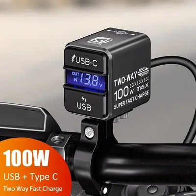 Motorrad-Batterieladegerät, Zwei-Wege, 100 W, superschnelles Notfall-Laden, LED-Anzeige, Dual-Port, Image