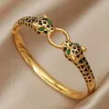 Braccialetti leopardati neri in acciaio inossidabile per gioielli di marca di moda da donna Braccialetti animali unici Accessori per feste Regali