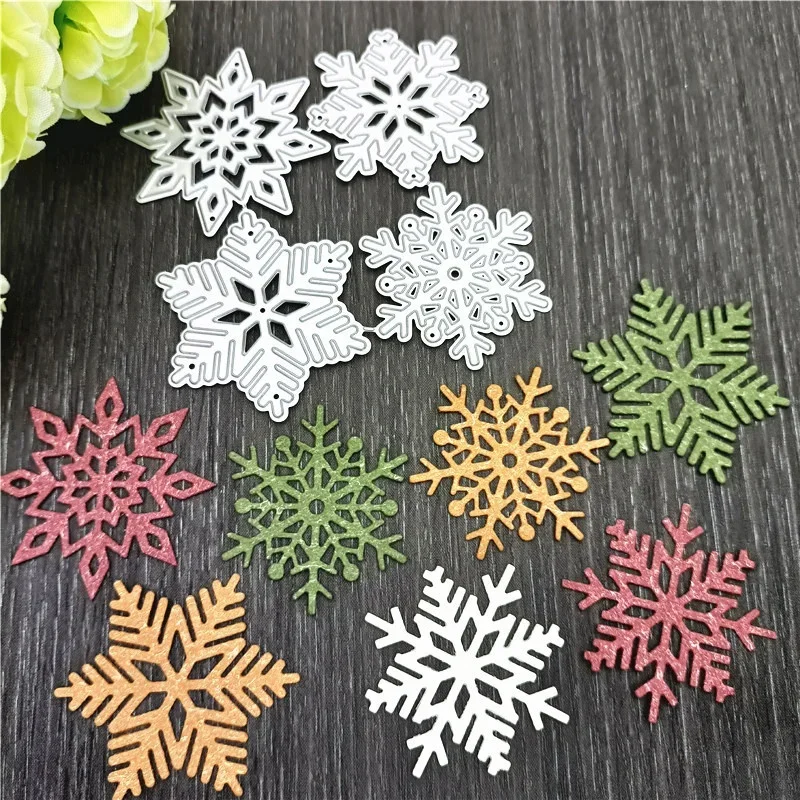 Matrices de découpe flocon de neige, pochoirs de découpe en métal de noël pour bricolage, pochoir découpé, modèle artisanal de Scrapbooking décoratif, 4 pièces/ensemble