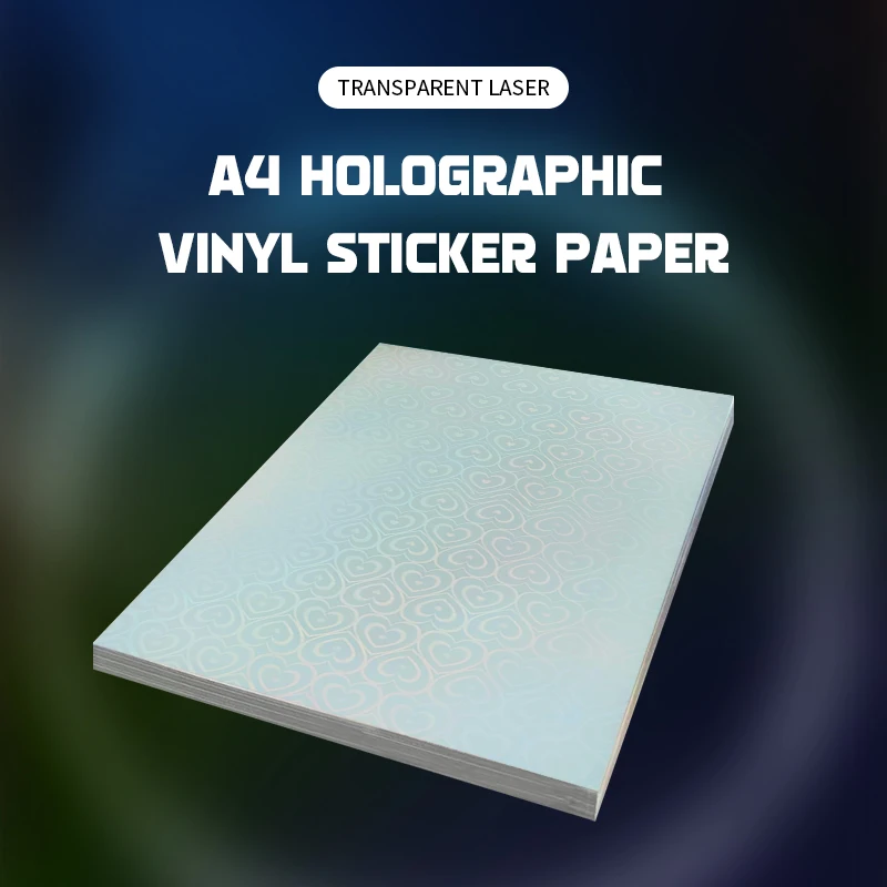 A4 holo graphisches Vinyl-Aufkleber papier transparentes Laser-Liebesherz-Haustier-Klebe papier für Tinten strahl drucker wasserdichtes Anti-Riss-DIY Image
