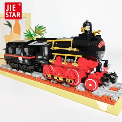 59008 jiestar moc Dampfloko motive Gleis Eisenbahn Express Ideen Zug Ziegel Modellbau steine Image