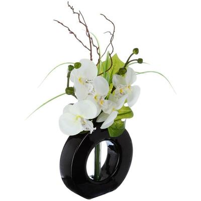 Atmosphera - Vase Künstliche Orchideen Keramikvase H44cm - Schwarz weiß Image