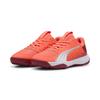 Handballschuh PUMA "Accelerate Handballschuhe Jugendliche", Kinder, Gr. 35.5, rot (glowing rot weiß schwarz crimson schwarz), Obermaterial: Synthetik, Textil; Futter: Textil; Innensohle: Textil; Laufsohle: Gummi, Schuhe