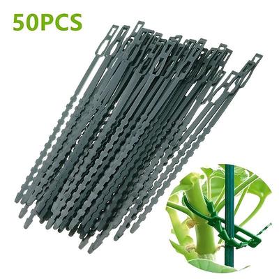 50pcs Garden Cable Ties, Reusable Plastic Plant Tree Climbing Support Zip Ties, Gardening Supplies