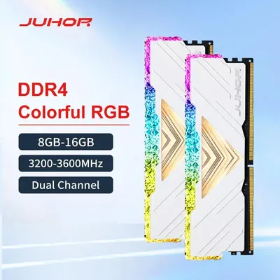 To JUHOR Memoria Ram RGB DDR4 8GBX2 16GBX2 3200MHz 3600MHz Kit Dual channel Stunning Desktop Memoria