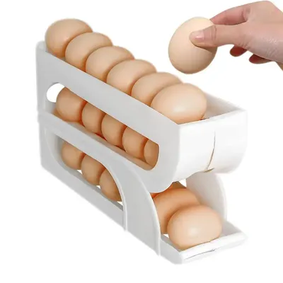 New Automatic Rolling 3 layer Egg Dispenser Egg Holder Dispenser for Refrigerator Holds Eggs