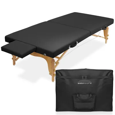 Portable Physical Therapy Massage Table - Low to Ground Stretching Treatment Mat Platform - Black