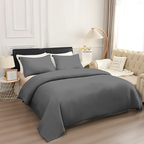 Bettbezug Queen Size 3-teiliges Queen-Bettbezug-Set, weiche, doppelt gebürstete Queen-Size-Bettbezüge mit Reißverschluss, 1 Bettbezug und 2 Kissenbezüge Image