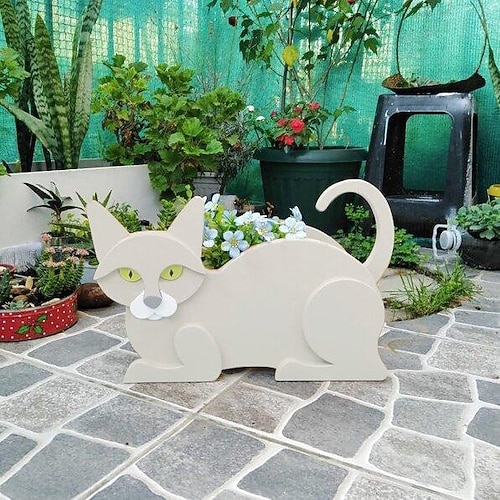 Pflanzgefäße für den Garten, niedlicher Hund, Katze, Tierform, Cartoon-Blumenübertopf, Sukkulenten-Pflanzgefäß für lebende oder künstliche Pflanzen für den Balkon zu Hause, Gartendekoration Image