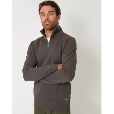 Threadbare Men's Grey Pique Quarter Zip Funnel Neck Sweatshirt