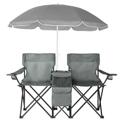 Portable Two Person Fishing Chair with Removable Umbrella